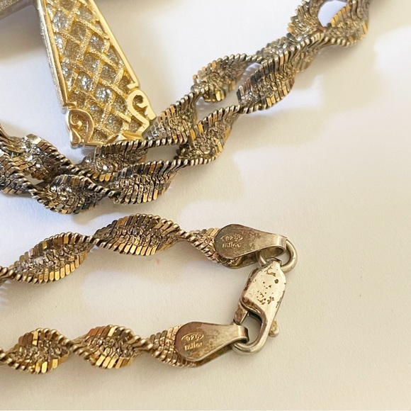 14K Gold Cross with 925 Sterling Silver Milor Italy Chain - Picture 5 of 5